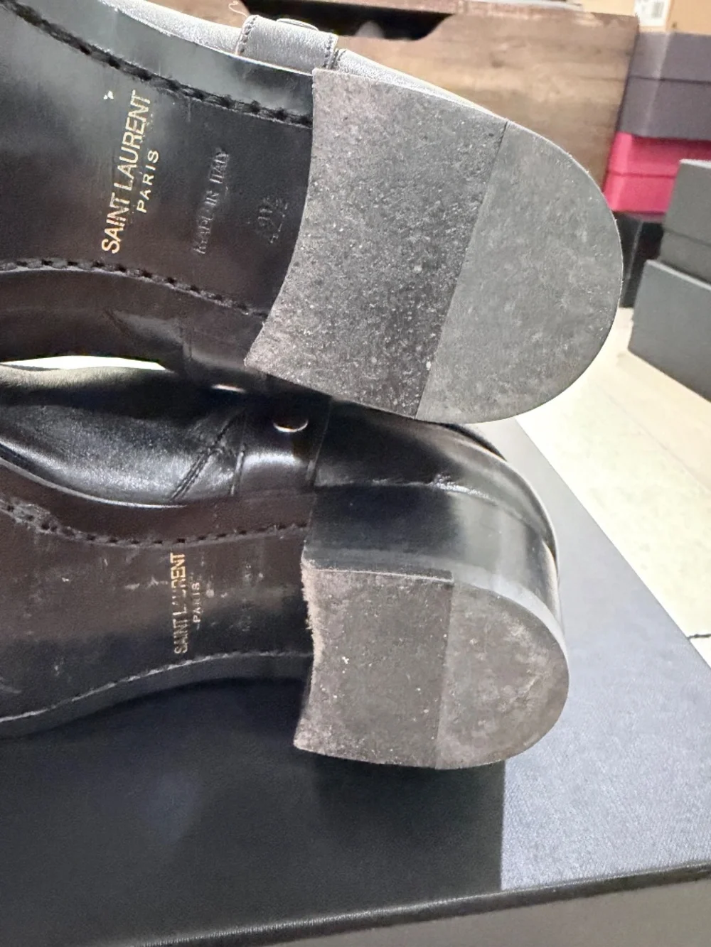 Saint Laurent Paris Wyatt 40 Age Harness Black Leather Boots